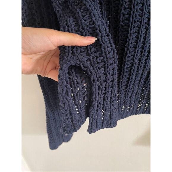 Abercrombie & Fitch Sweater Women's XS Navy Slightly Cropped Open Knit Beachy - Picture 6 of 6